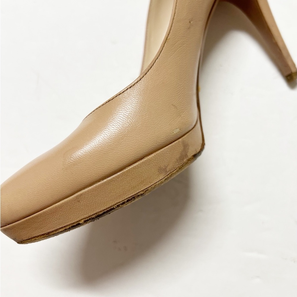 Prada Womens Nude Tan Leather Calzature Donna Platform Heeled Pump Size 37.5 - Picture 12 of 14